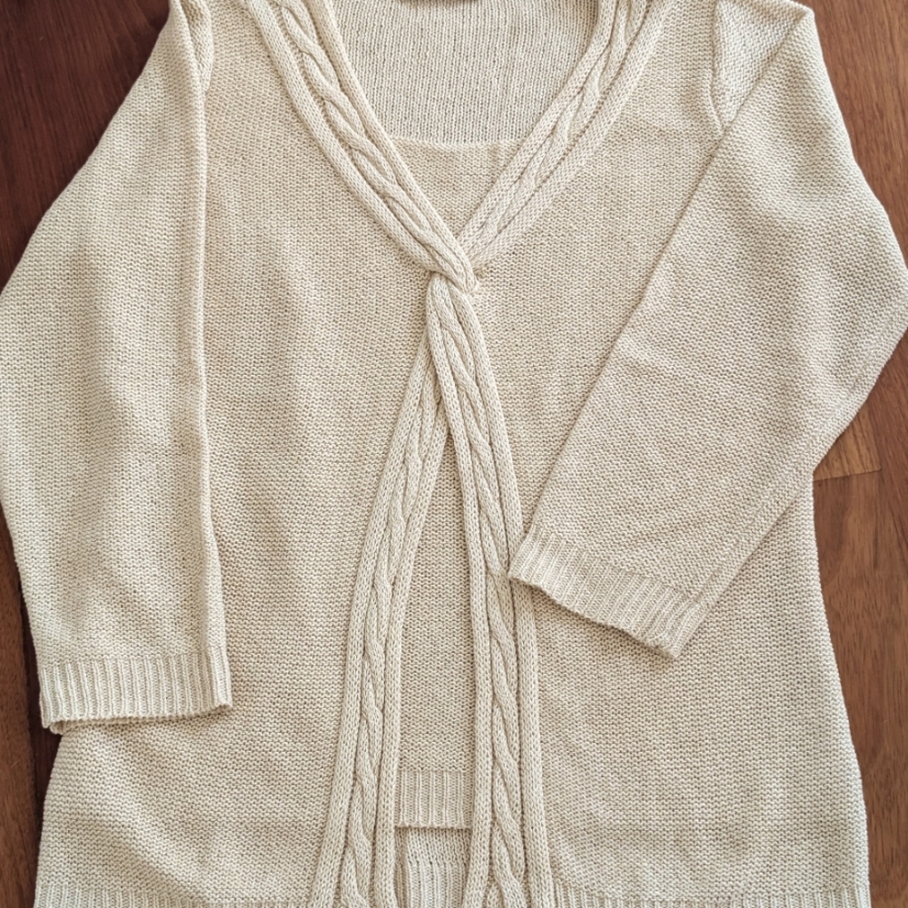 Parkhurst Elegant Cream Women's Sweater with Mock Top Underneath - Picture 3 of 3